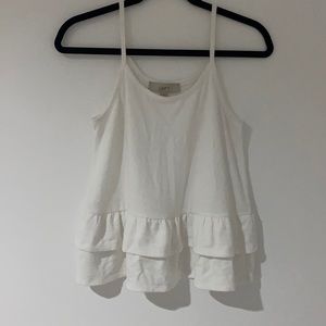 LOFT Ruffle White Tank Top